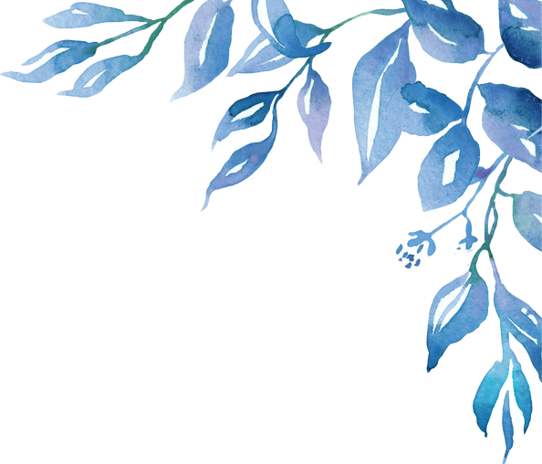 Blue leaves frame. Watercolor clipart